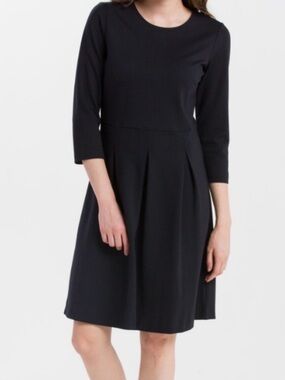 Boden Black Long Sleeve Pleated Fit-and-Flare LouLou Dress size 2